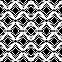 Seamless black and white indian pattern.