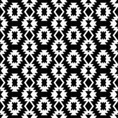 Seamless black and white indian pattern.