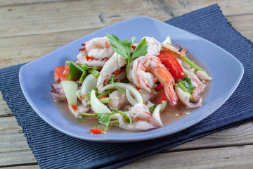 Thai spicy seafood salad