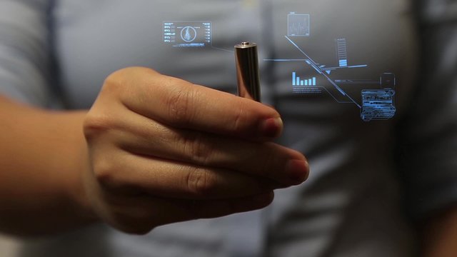 Battery with hologram