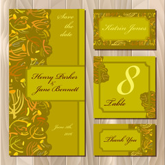 Autumn tansy twigs. Wedding card set. Printable Vector illustration