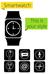 Smartwatch. Fitness tracker. Activity tracker. Vector