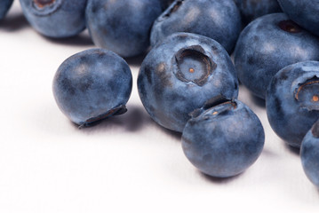 Group of blueberries on white background
