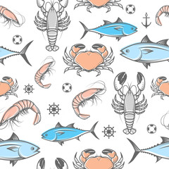Seafood vector pattern