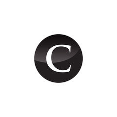 Simple Initial Logo Black and White Circle C