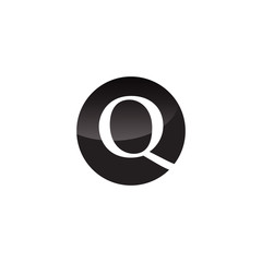 Simple Initial Logo Black and White Circle Q