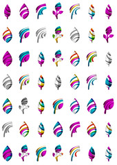 Set of abstract eco leaf icons, business logotype nature concepts, clean modern geometric design