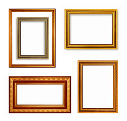 Set of dark golden vintage frame isolated on white background