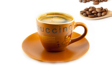 cup of cappuccino and cookies