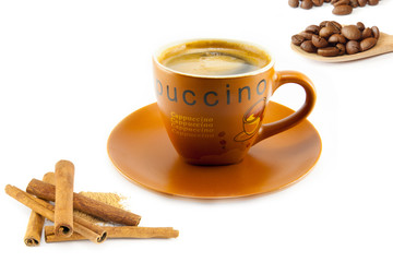 cup of cappuccino and cookies