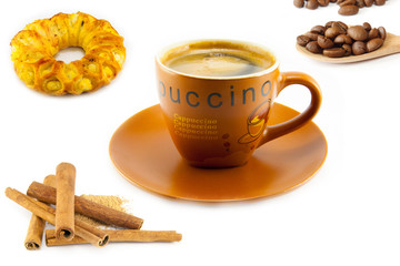 cup of cappuccino and cookies