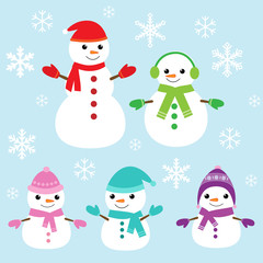 Vector cute and funny snowmen