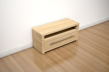 Empty Room With Wooden Cabinet