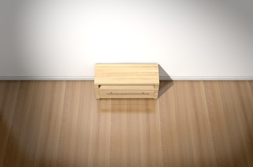 Empty Room With Wooden Cabinet