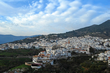 Fototapeta na wymiar Cómpeta, Málaga, Andalucía, pueblo, panorámica, paisaje rural, paisajes