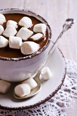 Fototapeta na wymiar Hot chocolate with marshmallow