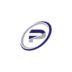 Single Initial Modern Logo Circle P