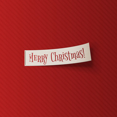 Realistic Christmas white Ribbon on red Background