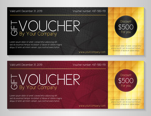 Simple modern voucher with watermark and golden decoration
