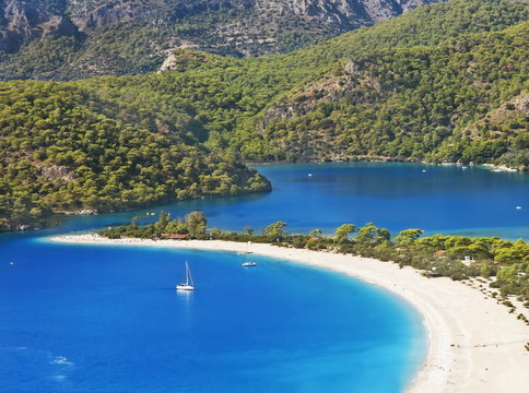 Oludeniz Lagoon In Sea, Beach Landscape , Turkey