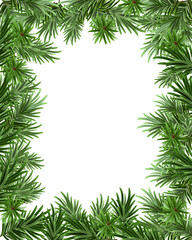 Frame of fir branches for Christmas card. Greeting card template