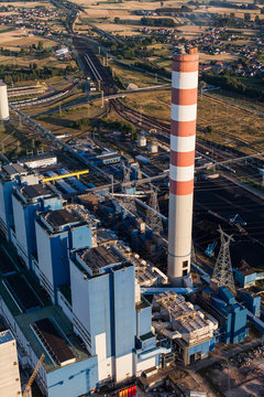 Aerial view on the power station near Opole city