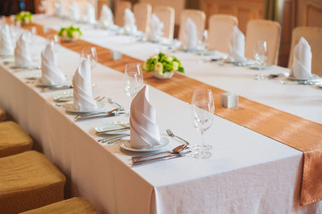 festive wedding table in a restaurant