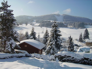 Montagne enneigée par beau temps