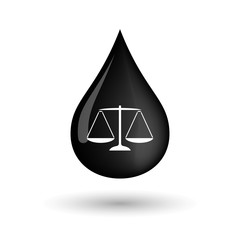 Vector oil drop icon with a justice weight scale sign