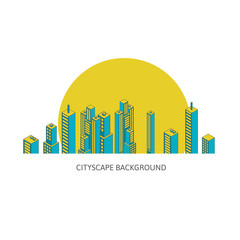 Obraz premium Cityscape Background Architecture Isometric Style