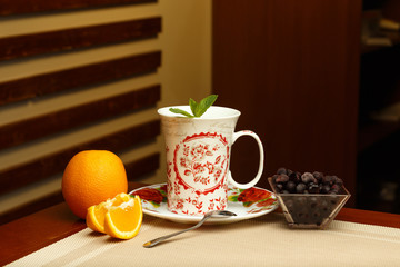 Glass of sweet tea and ingredients