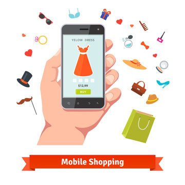 Woman mobile online shopping