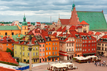 Obraz premium Aerial view of Castle Square in Warsaw, Poland.