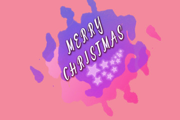 Merry Christmas greetings writed on bright purple and pink spot