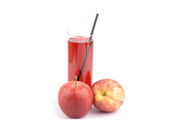 Apple juice on white background