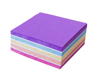 pack of colored paper for notes on a white background