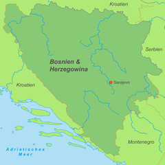 Bosnien und Herzegowina in Grün (beschriftet)