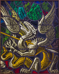 Antwerp - duel of St. Georeg with the Devil in Joriskerk or st. George church