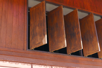 row of traditional wooden window