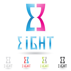 colorful and abstract icons for number 8, set 6