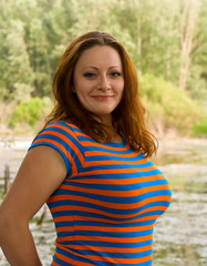 Fototapeta premium woman on river