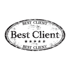 Black grunge rubber oval stamp with the text best client written on the stamp