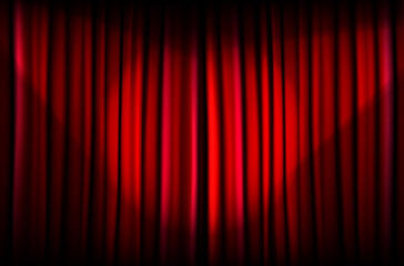 Red curtain with beams of light