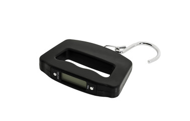 Digital luggage weighing scales isolated on white