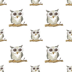 Seamless pattern with doodle owl