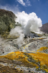 Volcanic Desert, Smoking Earth - Whakarri or White Island in the Bay of Plenty, New Zealand.
