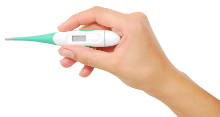 thermometer in  hand