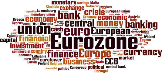 Eurozone word cloud concept. Vector illustration