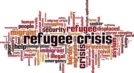 Refugee crisis word cloud concept. Vector illustration