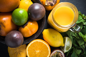 Tropical and exotic fruit smoothie,diet concept